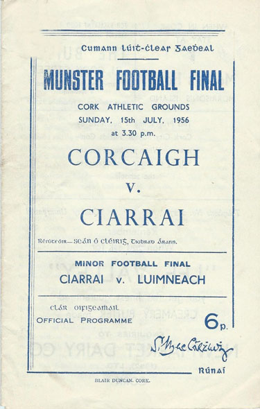 Munster Final GAA Programme 1956