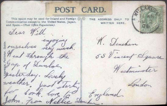 rear of Castle 3 postcard 00956